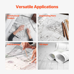 Wide Format Paper, 609.6 mm x 45.7 m Plotter Paper, 4 Rolls CAD Bond Rolls with 50.8 mm Core, 10 KG Plotter Paper Rolls, for CAD Drawings, Engineering Plans, GIS Maps & Architectural Designs