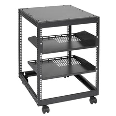 12U Open Frame Server Rack, 15''-40'' Adjustable Depth, Free Standing or Wall Mount Network Server Rack, 4 Post AV Rack with Casters, Holds All Your Networking IT Equipment AV Gear Router Modem