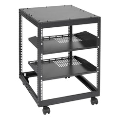 12U Open Frame Server Rack, 15''-40'' Adjustable Depth, Free Standing or Wall Mount Network Server Rack, 4 Post AV Rack with Casters, Holds All Your Networking IT Equipment AV Gear Router Modem