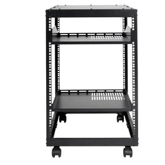 15U Open Frame Server Rack, 23-40 in Adjustable Depth, Free Standing or Wall Mount Network Server Rack, 4 Post AV Rack with Casters, Holds All Your Networking IT Equipment AV Gear Router Modem