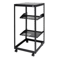 20U Open Frame Server Rack, 15''-40'' Adjustable Depth, Free Standing or Wall Mount Network Server Rack, 4 Post AV Rack with Casters, Holds All Your Networking IT Equipment AV Gear Router Modem