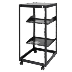 20U Open Frame Server Rack, 15''-40'' Adjustable Depth, Free Standing or Wall Mount Network Server Rack, 4 Post AV Rack with Casters, Holds All Your Networking IT Equipment AV Gear Router Modem