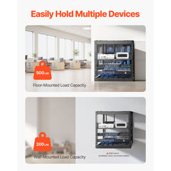 10U Open Frame Network Rack, 585 mm Depth, Wall Mounted or Floor Standing Server Rack, Heavy Duty 4 Post, with Vented Shelves & Mounting Hardware, Holds All Your Networking IT Equipment AV Gear