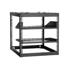 10U Open Frame Network Rack, 585 mm Depth, Wall Mounted or Floor Standing Server Rack, Heavy Duty 4 Post, with Vented Shelves & Mounting Hardware, Holds All Your Networking IT Equipment AV Gear