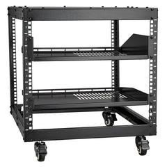 9U Open Frame Server Rack, 584.2 to 1016 mm Adjustable Depth, Free Standing or Wall Mount Network Server Rack with 360° Casters, Heavy Duty 4 Post Holds All Your Networking IT Equipment AV Gear