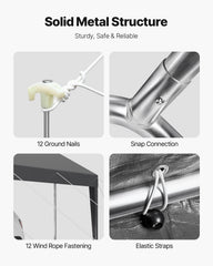 Carport Car Canopy 10 x 20 FT Heavy Duty Portable Car Shelter Tent Grey