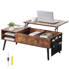 Lift Top Coffee Table 39.4 in Rectangle Coffee Table for Living Room Brown