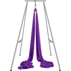 Aerial Yoga Frame & Yoga Hammock, 2950 mm Height Professional Yoga Swing Stand Comes with 12 m Length Aerial Hammock, Max 250 kg Load Capacity Yoga Rig for Indoor Outdoor Aerial Yoga, Purple