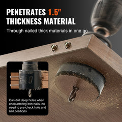 Hole Saw Kit, 11 PCS Saw Blades, 2 Drill Bits, 1 Hex Wrench, Bi Metal M42 Hole Saw Set with Carrying Case, General Purpose Size from 3/4" to 3", Ideal for Wood Board, Iron and Plastic Plate