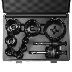 Hole Saw Kit, 11 PCS Saw Blades, 2 Drill Bits, 1 Hex Wrench, Bi Metal M42 Hole Saw Set with Carrying Case, General Purpose Size from 3/4" to 3", Ideal for Wood Board, Iron and Plastic Plate