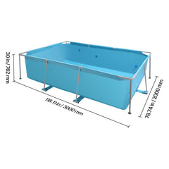 Frame Above Ground Swimming Pool, 3 x 2 x 0.762 m Rectangular Steel Metal Frame, Large Rectangle Outdoor Backyard Family Pool, Easy to Assemble Rust-Resistant, 3959.54 L Water Capacity, Blue