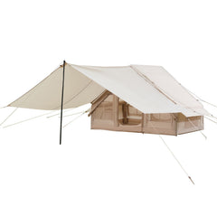 Inflatable Tents for Camping, 3-5 Person Easy Setup Blow up Tent with Hand Pump, 300D Oxford 4 Season Glamping Tent with Canopy, Stove Jack, 2 Doors & 2 Mesh Windows (Storage Bag Included)