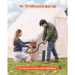 Inflatable Tents for Camping, 4-6 Person Easy Setup Blow up Tent with Hand Pump, 300D Oxford 4 Season Glamping Tent with Stove Jack 2 Doors & 4 Mesh Windows, Storage Bag Included for Easy Taking