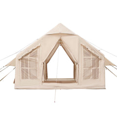 Inflatable Tents for Camping, 4-6 Person Easy Setup Blow up Tent with Hand Pump, 300D Oxford 4 Season Glamping Tent with Stove Jack 2 Doors & 4 Mesh Windows, Storage Bag Included for Easy Taking