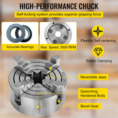 Metal Lathe Chuck 4-Jaw Independent 5 inch Cast Iron Milling Turning CNC