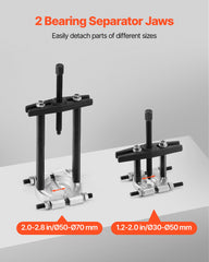 Bearing Puller Kit, 14-Piece 5 Ton Capacity Bearing Separator, Pinion Wheel Bearing Removal Kit with 50 mm and 70 mm Jaws, Bearing Puller Set, Heavy Duty Bearing Splitter Tool Kit with Case