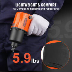 Air Impact Wrench, 1/2" Drive Air Impact Gun Up to 880ft-lbs Nut-busting Torque, 7500RPM Lightweight Pneumatic Tool for Auto_epairs_nd_aintenance