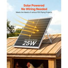 Solar Powered Fan, 25W Solar Panel with 4 Fans, Adjustable Solar Panel Angle, 2668 RPM High-Speed, Flexible Installation, Fast Air Exchange for Greenhouse, Grow Tents, Chicken Coops, Shelters