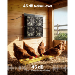 Solar Powered Fan, 25W Solar Panel with 4 Fans, Adjustable Solar Panel Angle, 2668 RPM High-Speed, Flexible Installation, Fast Air Exchange for Greenhouse, Grow Tents, Chicken Coops, Shelters