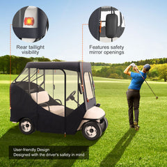 Golf Cart Enclosure, Polyester Driving Enclosure, Club Car Covers Suitable for 2-Seater Golf Carts, Sunproof and Dustproof Outdoor Cart Cover