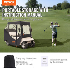 Golf Cart Enclosure, Polyester Driving Enclosure, Club Car Covers Suitable for 2-Seater Golf Carts, Sunproof and Dustproof Outdoor Cart Cover