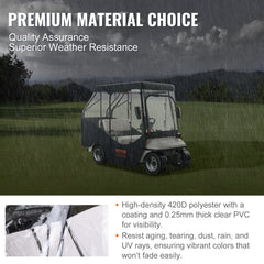 Golf Cart Enclosure, 420D Polyester Driving Enclosure with 4-Sided Transparent Windows, 4 Passenger Club Car Covers Universal Fits for Most Brand Carts, Sunproof and Dustproof Outdoor Cart Cover