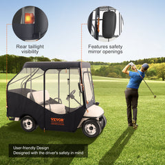 Golf Cart Enclosure, 420D Polyester Driving Enclosure with 4-Sided Transparent Windows, 4 Passenger Club Car Covers Universal Fits for Most Brand Carts, Sunproof and Dustproof Outdoor Cart Cover