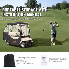 Golf Cart Enclosure, 420D Polyester Driving Enclosure with 4-Sided Transparent Windows, 4 Passenger Club Car Covers Universal Fits for Most Brand Carts, Sunproof and Dustproof Outdoor Cart Cover