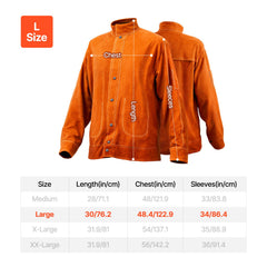 Flame-Resistant Welding Jacket Heavy Duty Leather Welding Jacket L Size