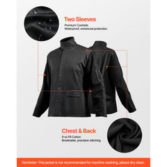 FR Welding Jacket L Size Heavy Duty Cowhide Leather & 9oz FR Cotton