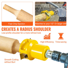 Tenon Cutter, 1.5" / 38 mm Diameter, Premium Aluminum & Steel Log Furniture Cutter, with Dual Curved Blades & Button Screws Home Master Kit, Commercial Woodworking Tool for Home Beginner DIY