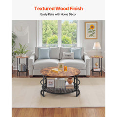 3 Pieces Round Coffee Table Set 80 cm with 2 End Tables for Living Room