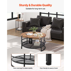 3 Pieces Round Coffee Table Set 80 cm with 2 End Tables for Living Room