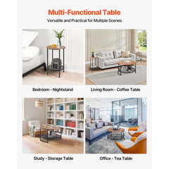 3 Pieces Round Coffee Table Set 80 cm with 2 End Tables for Living Room