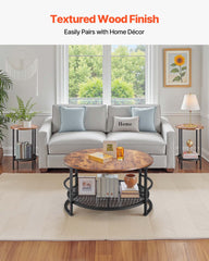 3 Pieces Round Coffee Table Set 80 cm with 2 End Tables for Living Room