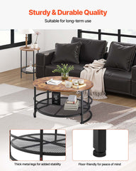 3 Pieces Round Coffee Table Set 80 cm with 2 End Tables for Living Room