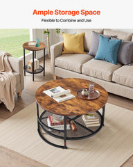 3 Pieces Round Coffee Table Set 80 cm with 2 End Tables for Living Room