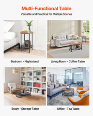 3 Pieces Round Coffee Table Set 80 cm with 2 End Tables for Living Room