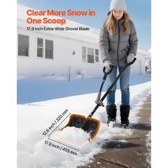 Snow Shovel for Driveway, 45.5cm Wide Snow Shovel with Assist D-shaped Handles, Non Slip Grip, Large Capacity Snowplow Shovels, Lightweight Snows Removal Tool for Garden Car Camping Outdoors