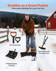 Snow Shovel for Driveway, 45.5cm Wide Snow Shovel with Assist D-shaped Handles, Non Slip Grip, Large Capacity Snowplow Shovels, Lightweight Snows Removal Tool for Garden Car Camping Outdoors