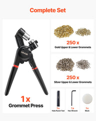 Grommet Tool Kit 500 PCS 12 mm Metal Eyelets Grommets in Gold and Silver