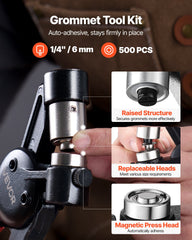 Grommet Tool Kit 500 PCS 6 mm Metal Eyelets Grommets in Gold and Silver