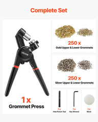 Grommet Tool Kit 500 PCS 6 mm Metal Eyelets Grommets in Gold and Silver