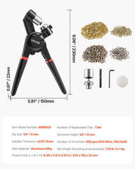 Grommet Tool Kit 500 PCS 6 mm Metal Eyelets Grommets in Gold and Silver