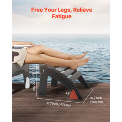 Adirondack Ottoman, 47.5L x 50W x 33H cm HDPE Plastic Folding Adirondack Ottoman, Weather-Resistant Foot Rest for Adirondack Chair, Widely Used for Outside Porch Pool Lawn Backyard, Black