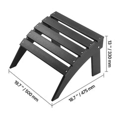 Adirondack Ottoman, 47.5L x 50W x 33H cm HDPE Plastic Folding Adirondack Ottoman, Weather-Resistant Foot Rest for Adirondack Chair, Widely Used for Outside Porch Pool Lawn Backyard, Black