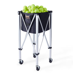 Foldable Tennis Ball Hopper, Holds 180 Tennis Balls, Lightweight Aluminum Alloy Tennis Ball Basket Cart with Wheels, Removable Bag, Carry Bag, Portable Sports Teaching Cart for Tennis Player