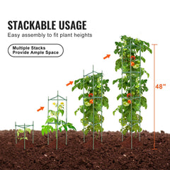 6 Packs Tomato Cages for Garden, 1230 mm Tomato Trellis Plant Stakes Support, Stackable Tall Plant Support Cage, for Raised Garden Bed, Vegetables Flowers and Climbing Plants