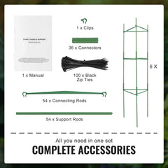6 Packs Tomato Cages for Garden, 1230 mm Tomato Trellis Plant Stakes Support, Stackable Tall Plant Support Cage, for Raised Garden Bed, Vegetables Flowers and Climbing Plants