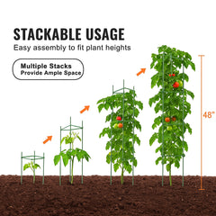 6 Packs Tomato Cages for Garden, 1230 mm Tomato Trellis Plant Stakes Support, Stackable Tall Plant Support Cage, for Raised Garden Bed, Vegetables Flowers and Climbing Plants